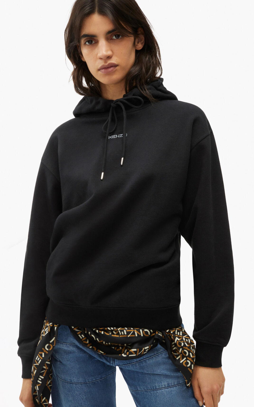 Sweat A Capuche Kenzo Femme Micro Logo Noir XLMCQ-3725